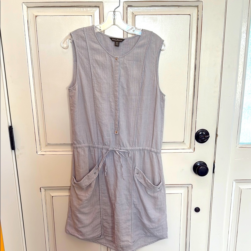 Tommy Bahama Dress Gray Linen Sleeveless size Medium